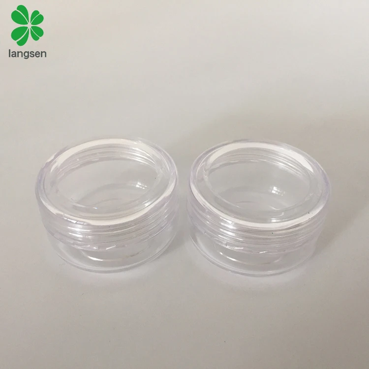Custom logo printing plastic clear 10g cosmetic cream jar, 10 gram cosmetic jar with concave cap and base