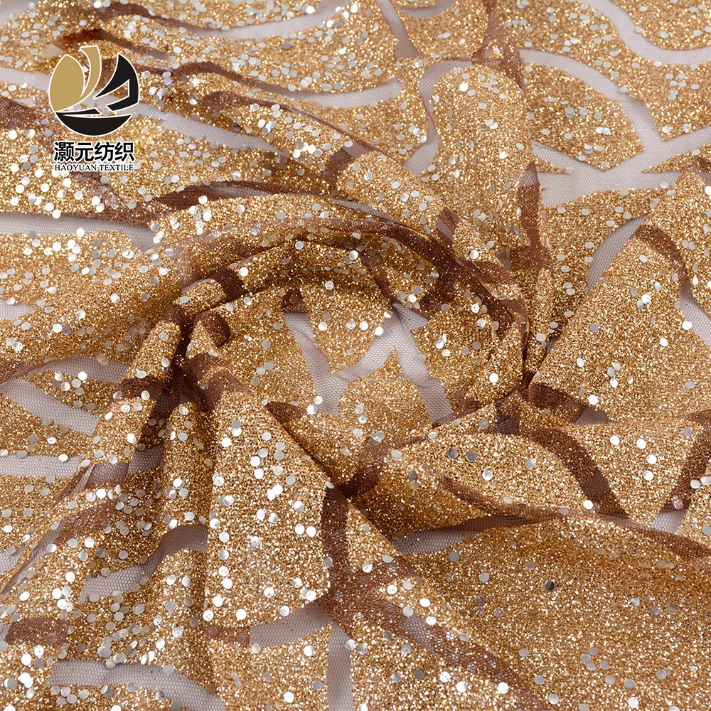 Высококачественная нейлоновая блестящая ткань с волнистым рисунком и серебряными блестками