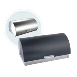 Kitchen Stainless Steel Metal Bread Bin Box Storage Bin Food Container with Roll up Lid for Loaves, Homemade Bread, Pastries