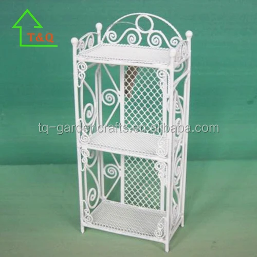 
DOLLHOUSE MINIATURES LARGE WHITE METAL WIRE BATHROOM TOWEL SHELF 