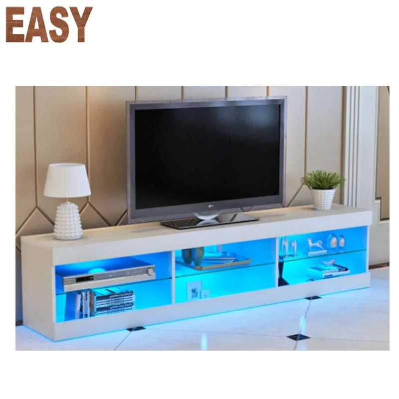 Simple High Glossy RGB LED TV Stand Unit For Living Room Design