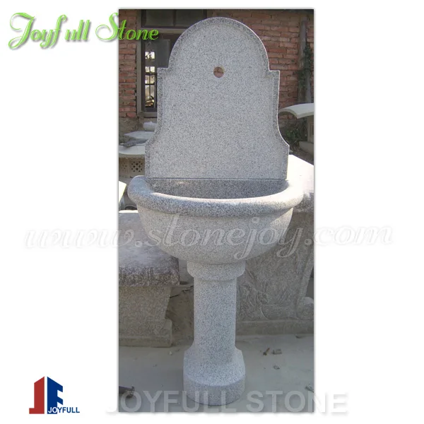 
European Carved Stone Granite Wall Fountain with fish sculpture 