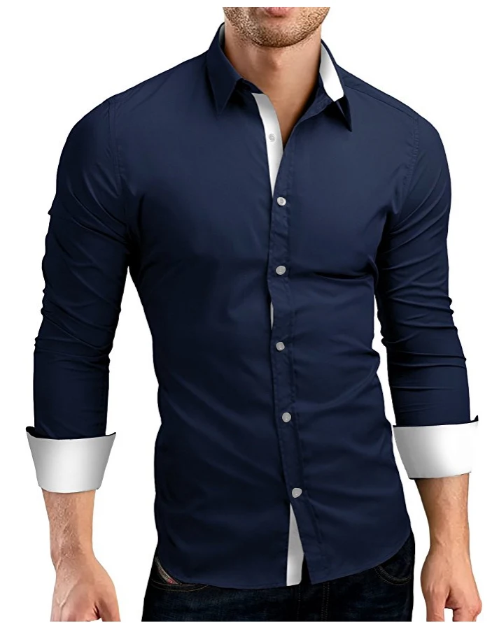 Men Shirt Brand 2018 dress shirts long sleeve Long Sleeve Slim Fit Black dress shirts men