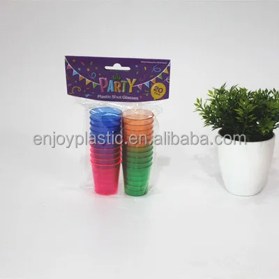 30ml small plastic tumbler  in neon colors disposable shot cup mini wine glass