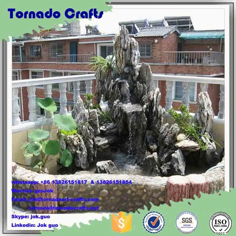 guangzhou artificial modern fiberglass rock waterfall fountains with pump garden outdoor landscape