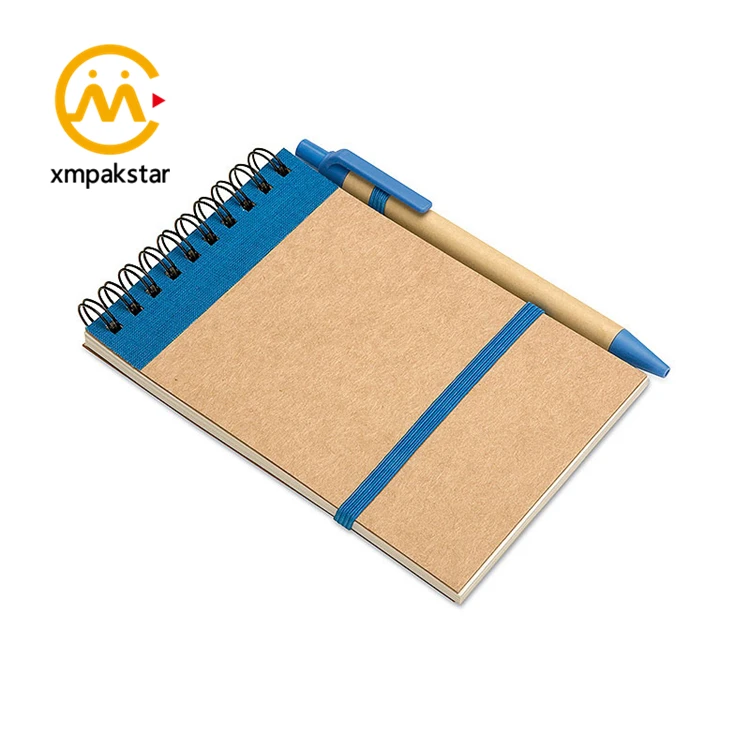 Custom wide ruled Korean stationary notebook Kraft cover spiral bound offset paper writing pad