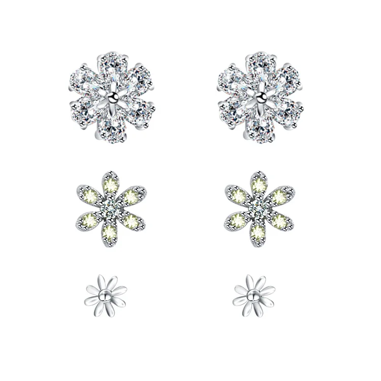 Wholesale 925 sterling silver jewelry cubic zirconia diamond stud earrings