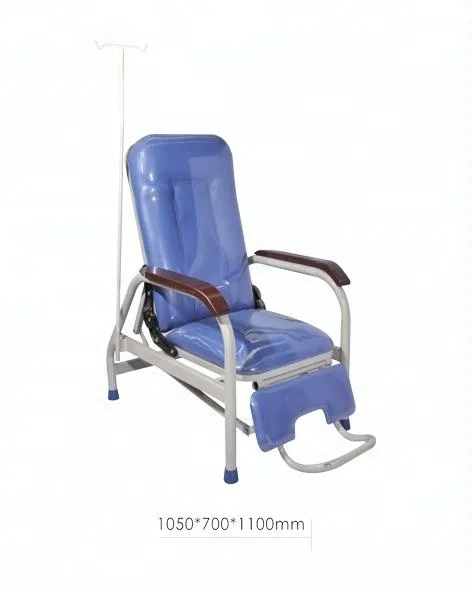 Medical Hospital Single Metal Iv Drip Infusion Chairs with Iv Pole with Basket