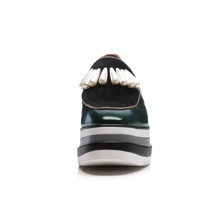 Korea style beautiful leather ladies flat foot shoes