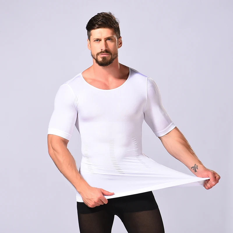 Professional manufacturer wholesale men elasticity breathable slim shapewear fit t shirt