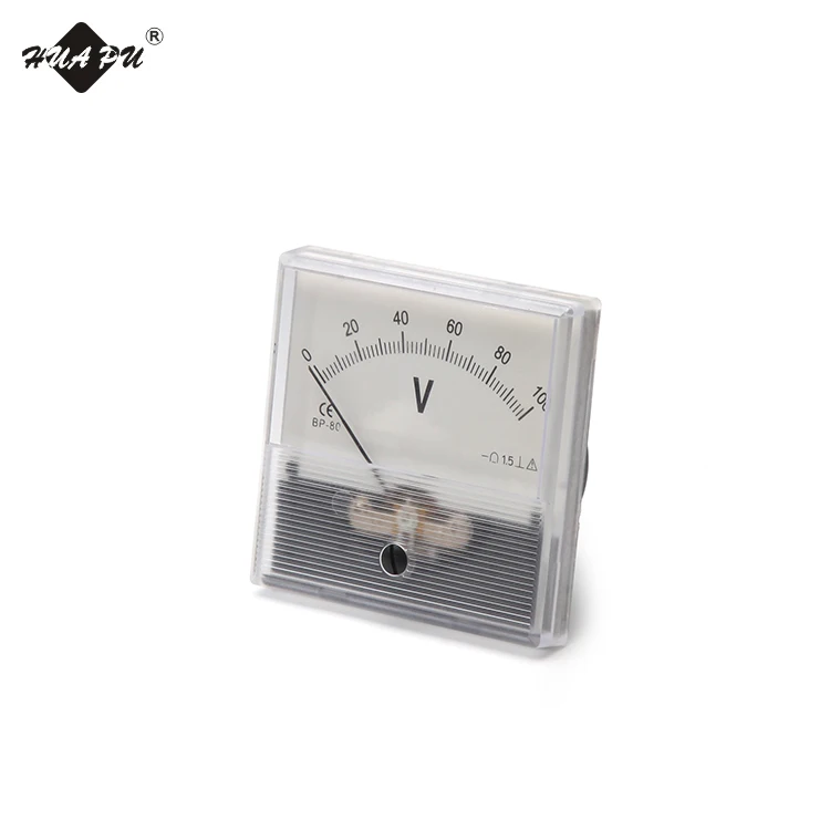 Rectangle shape pointer type panel voltage meter moving coil structure DC voltmeter HP-80 80*80mm