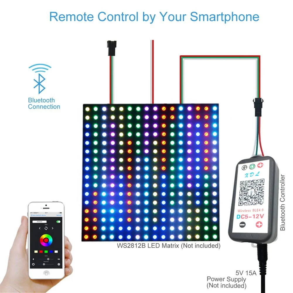 
DC5-12V Wireless BLE LED Controller for addressable rgb led strip ws2812b ws2811 