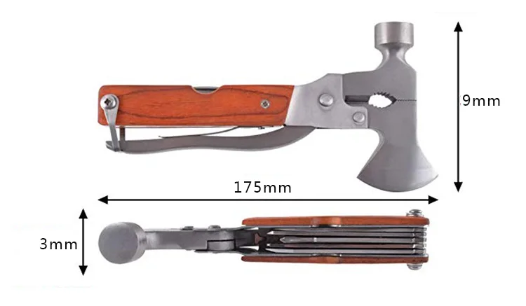 Stainless steel portable camp axe multi tool hammer axe