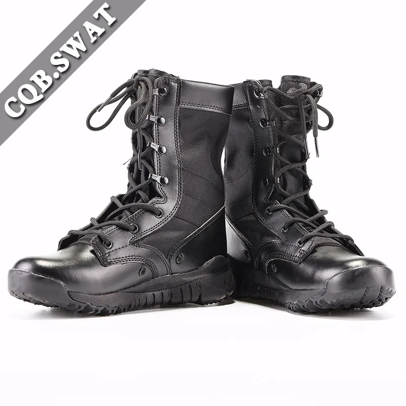 custom made black leather qatar boots Combat Boots