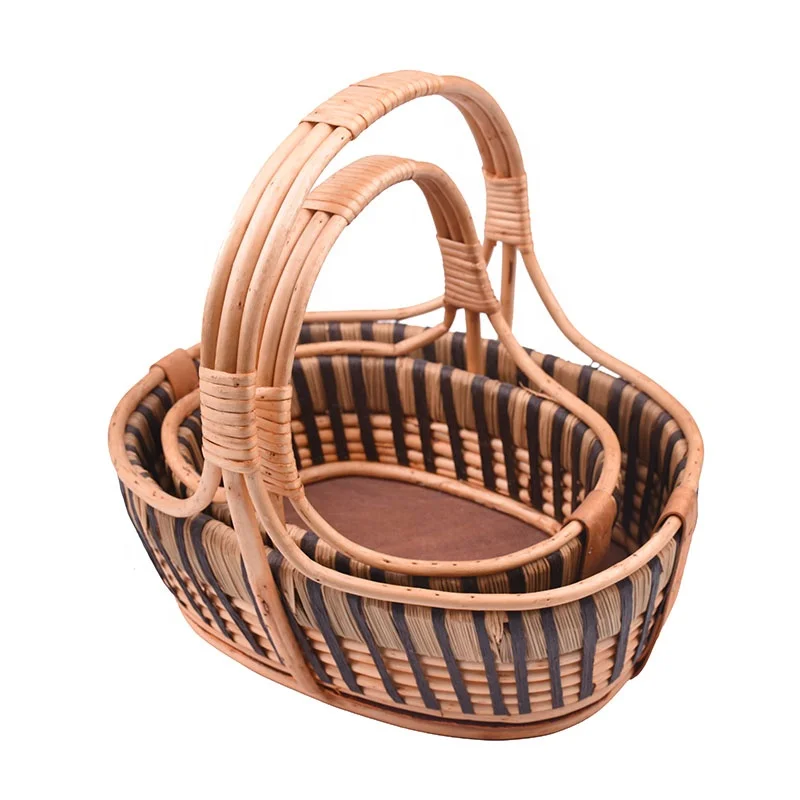 
Fancy wedding handles food fruit hamper natural christmas decorations handmade willow rattan wicker empty flower gift basket 
