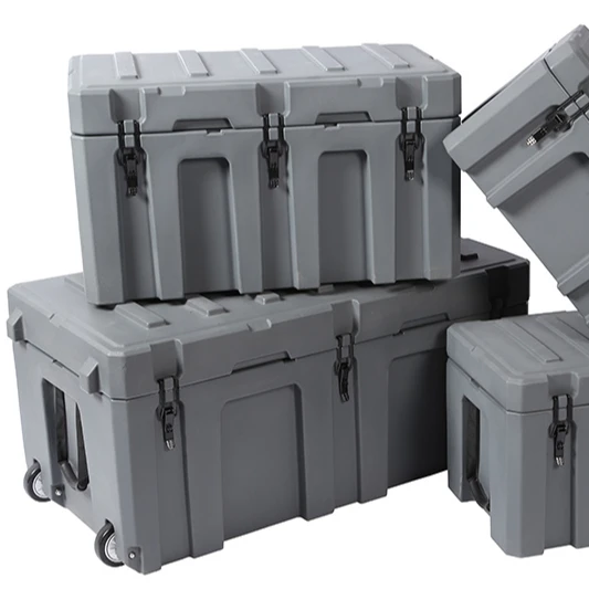 
248L roto molding plastic equipment case waterproof hard plastic tool box with wheels cargo case 