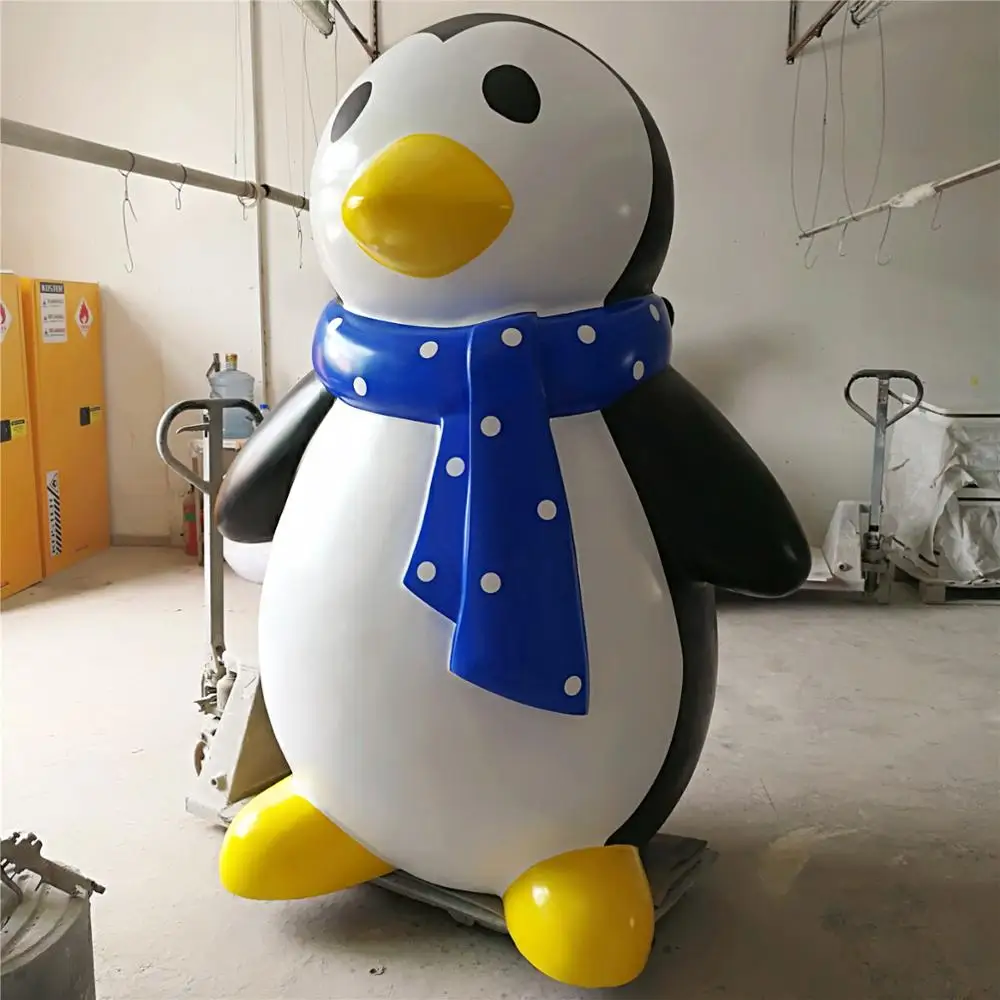 fiberglass cartoon penguin sculpture for Christmas display