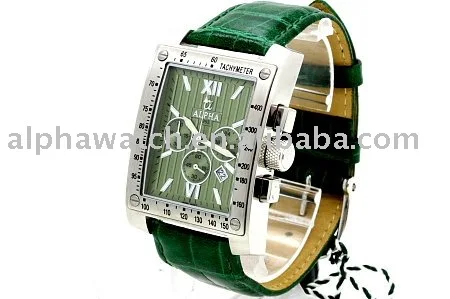 rectangle quartz chronograph watch