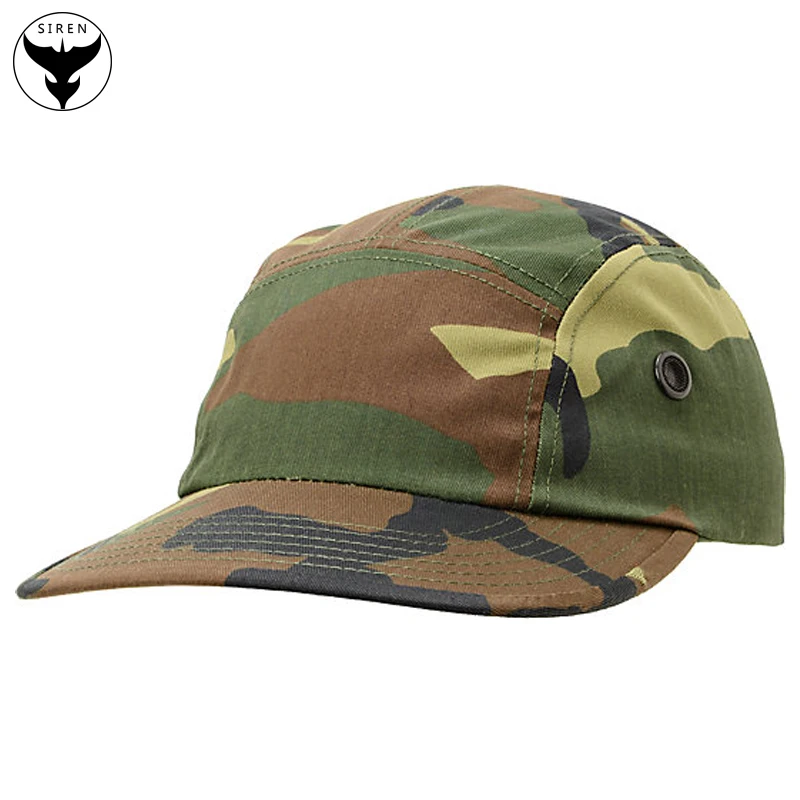 High Quality Leather Strap Buckle 5panel Camo Dad Hat Manufacturer