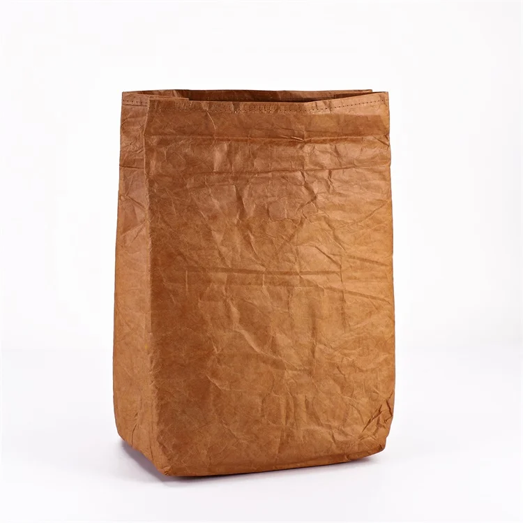 Eco Reusable 100% Recyclable 1056D Tyvek Washable Kraft Paper Folding Lunch Insulated Cooler Bag