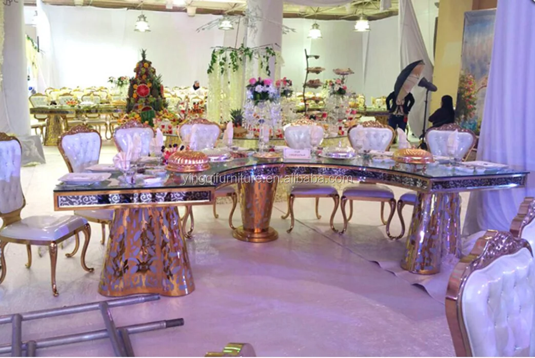
Luxury Half Moon Wedding Dining Table Stainless Steel Tables 