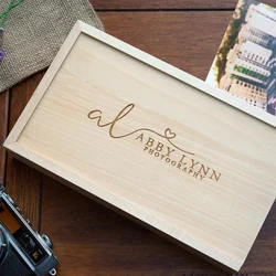 Pan new Custom logo wedding use wood memory gift usb box wooden photo album box