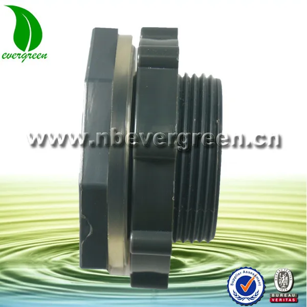 Heavy duty 2inch PVC plastic bulkhead fitting for Aquarium