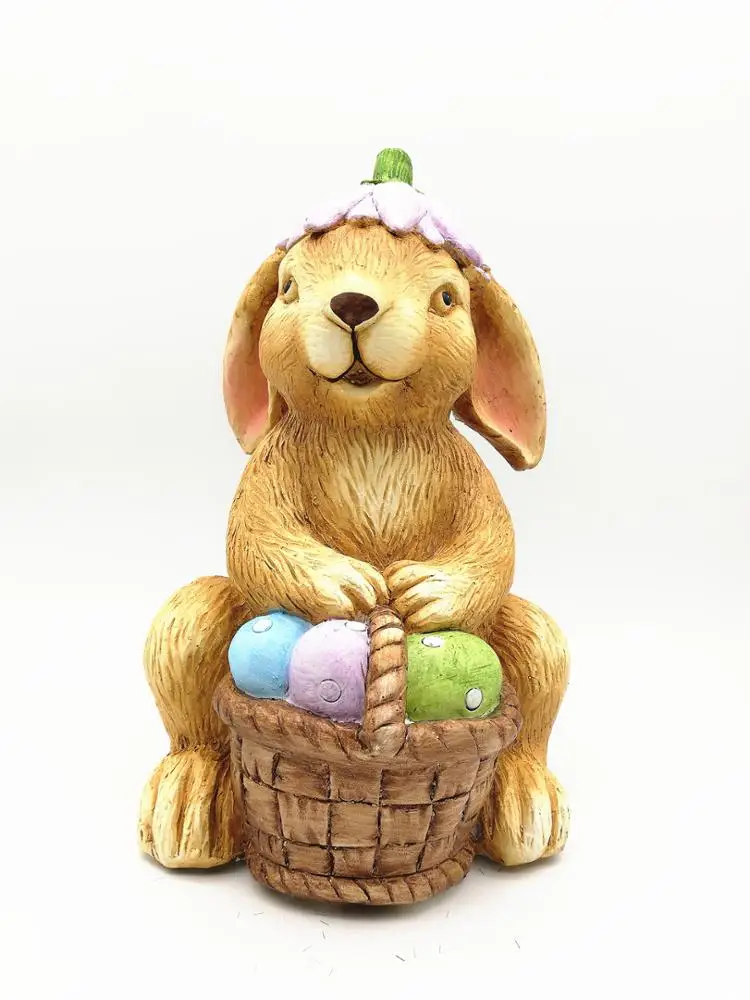 Новый дизайн керамический кролик с корзиной для домашнего декора