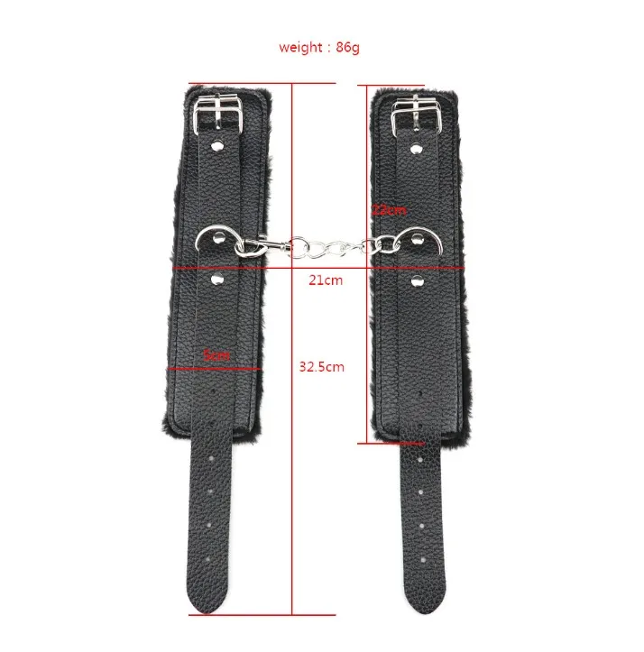 Sexy Leather Handcuffs With Chain Bdsm Bondage Restraints Black Red Violet