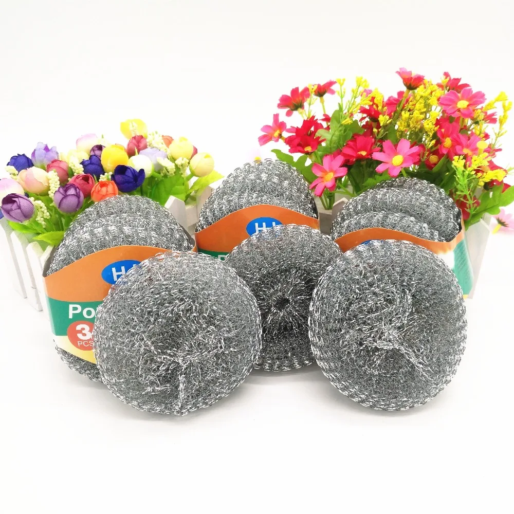 Hotselling Kitchen pot gavernized stainless steel mesh scourer 3pcs set