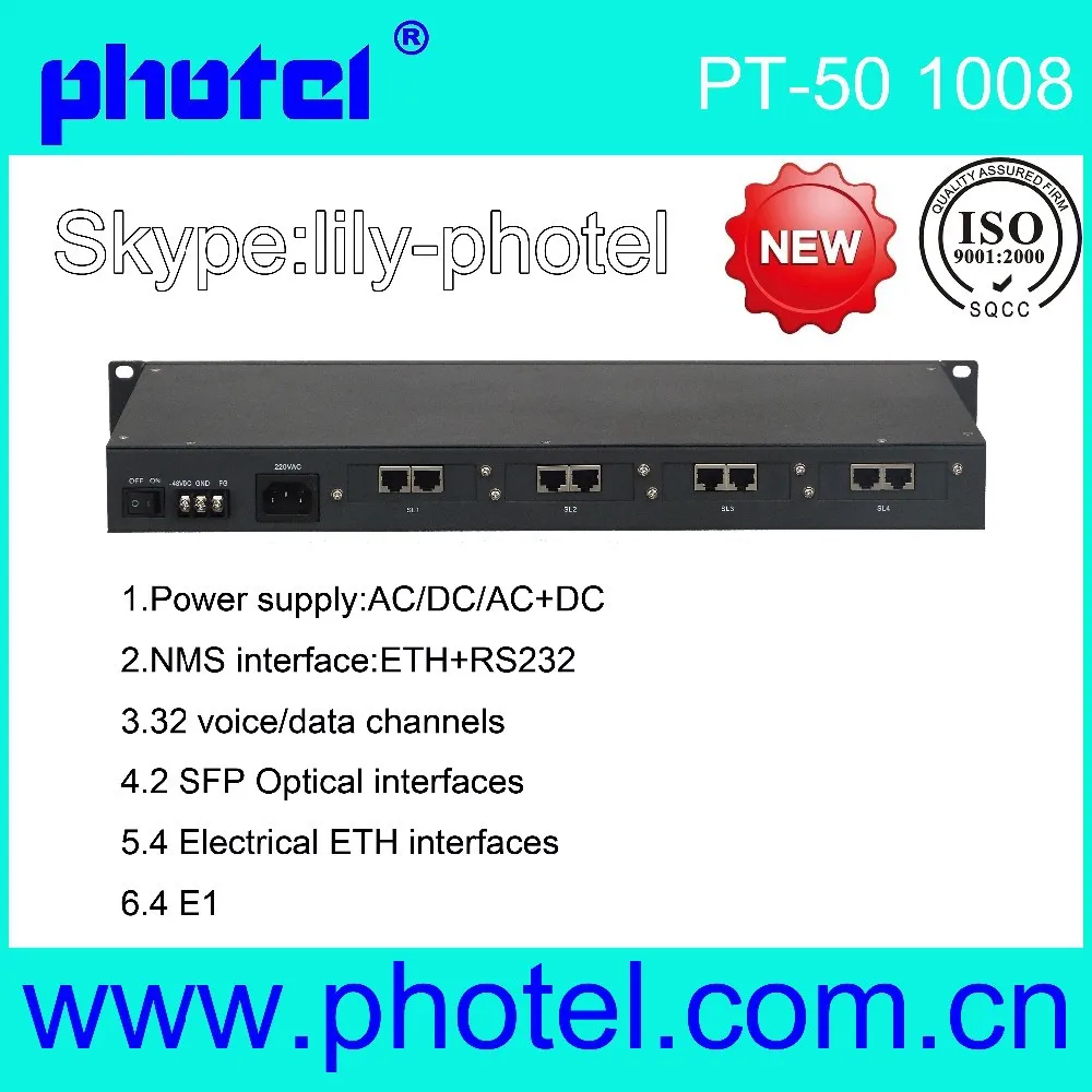 Economical 32 telephone (FXO/FXS) 4 E1 4 FE Single Mode/Multi-mode Fiber Optic Transmit Receive Fiber External