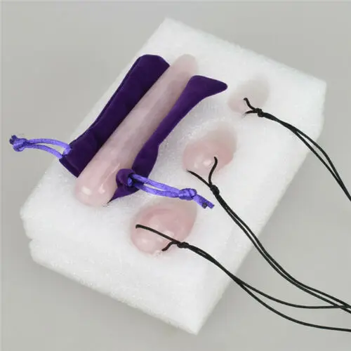 
1Set Natural Rose Quartz Yoni Eggs Jade Yoni Wa Ben Ball and 110mm Massage Stick 