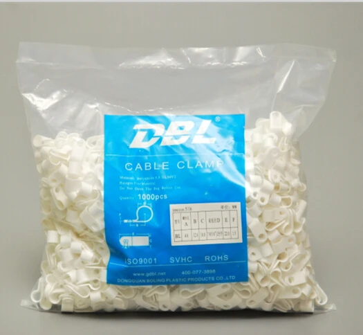 Nylon PA66 Material White Color R Type Wire Strap Cable Clamp