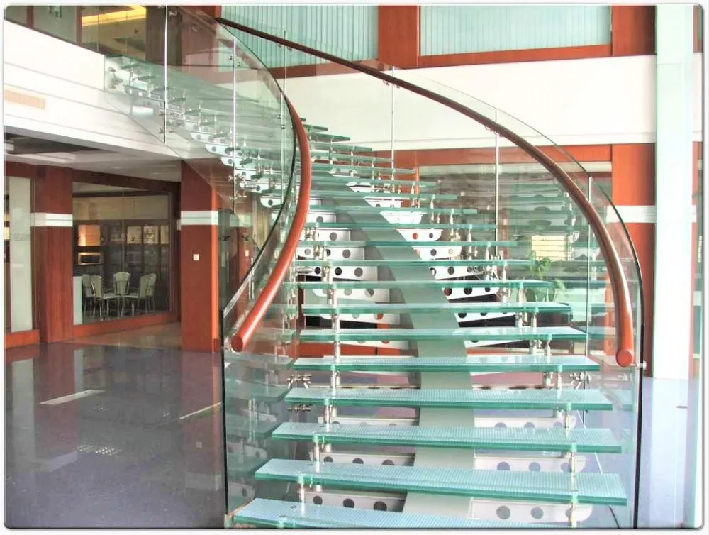 
Unique fashion designed tempered glass panel staircase 
