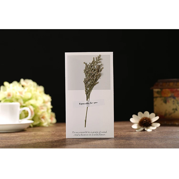 Miniature bouquet of tiny flowers greeting cards with dry cards