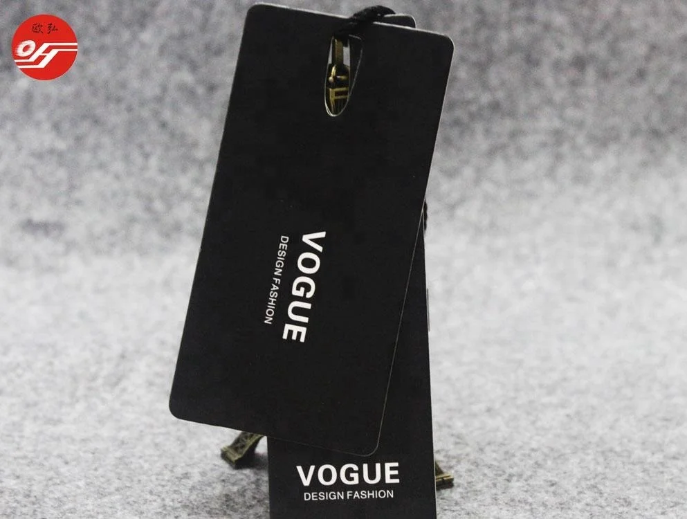 
Custom Black Cardboard Good Quality Embossed Logo Hang Tag for Clothing 
