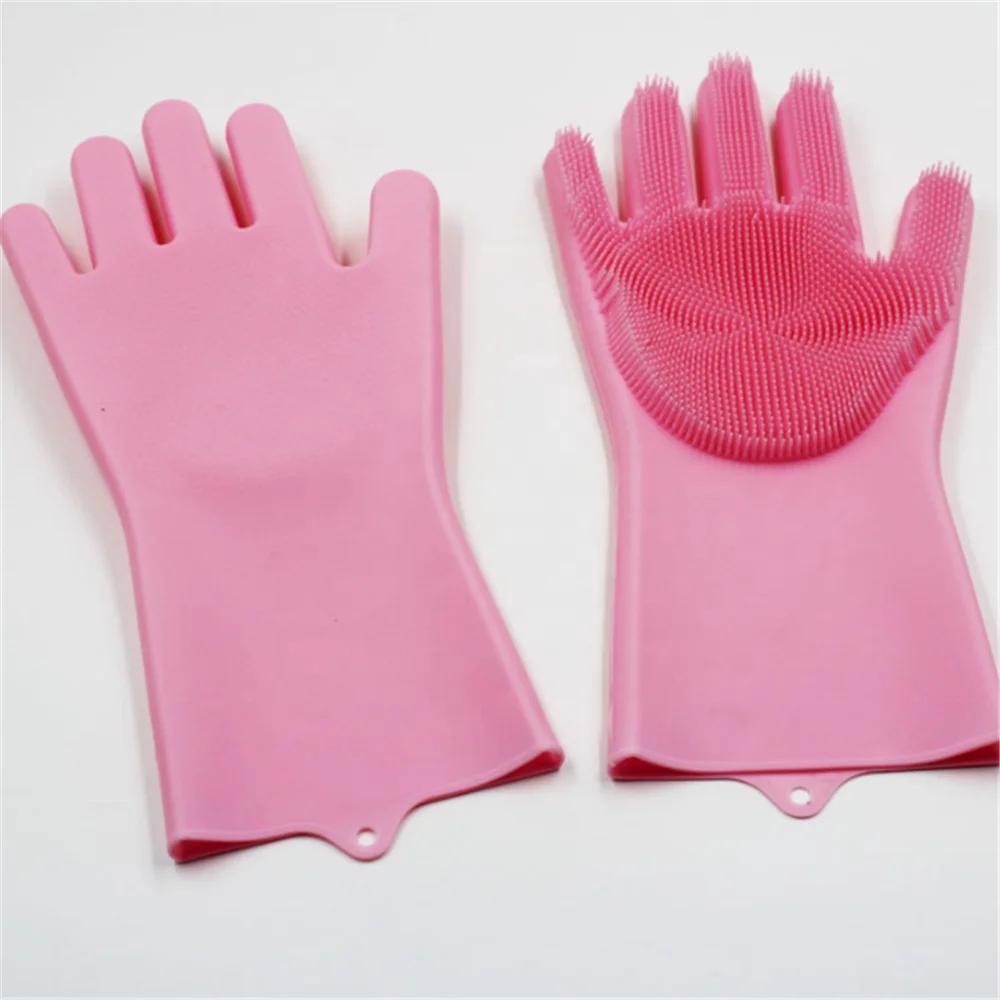 silicone washing Kitchen cleaning gloves with Non-slip heat-resistant and wear-resistant household gloves