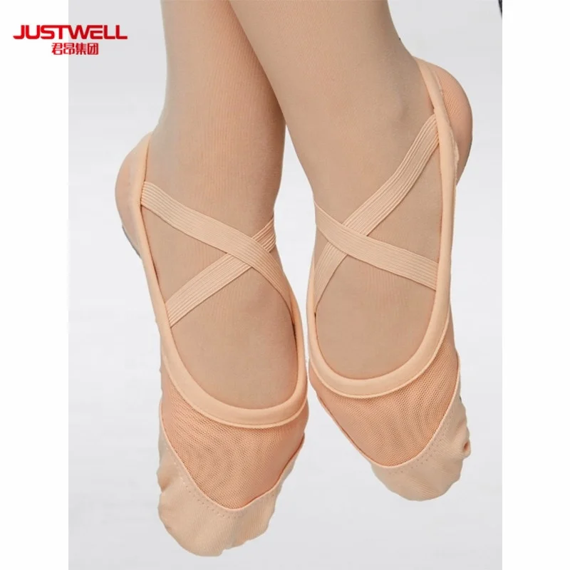 JW Stretch mesh ballet canvas split sole girl dance shoes ballet shoes
