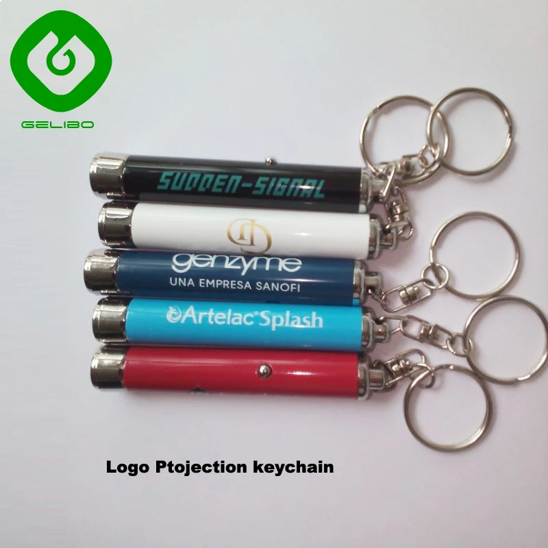 Mini LED flashlight keychain with custom logo projection for promotion