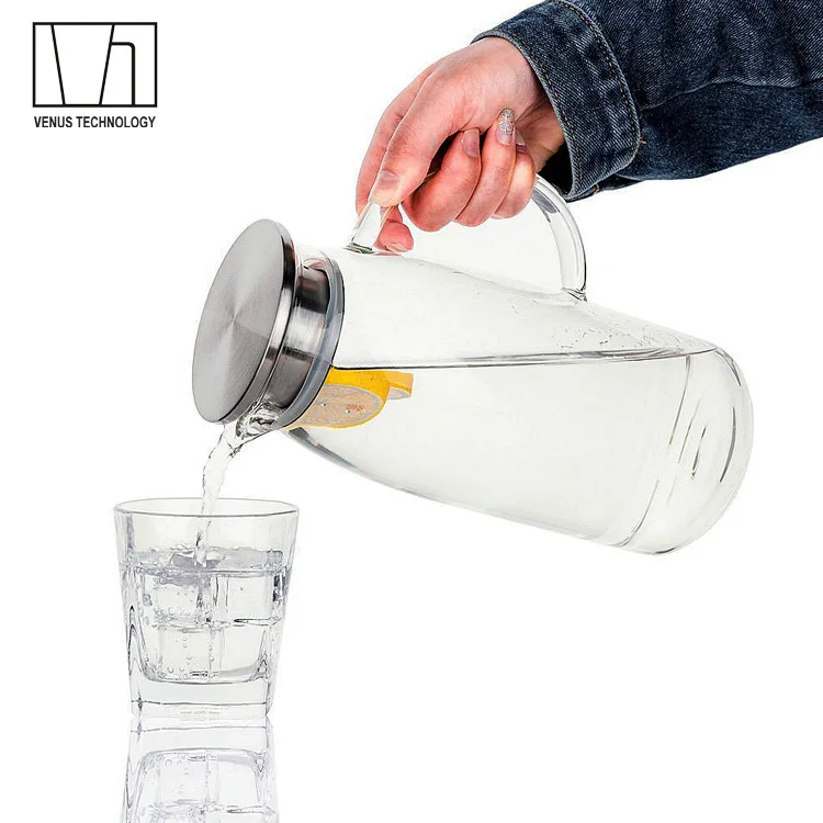 China manufacture home decoration borosilicate glass carafe with stainless steel