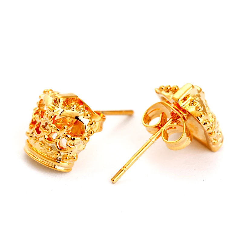 Custom Cufflink Set 18 Gold Crown Cufflinks and Earings