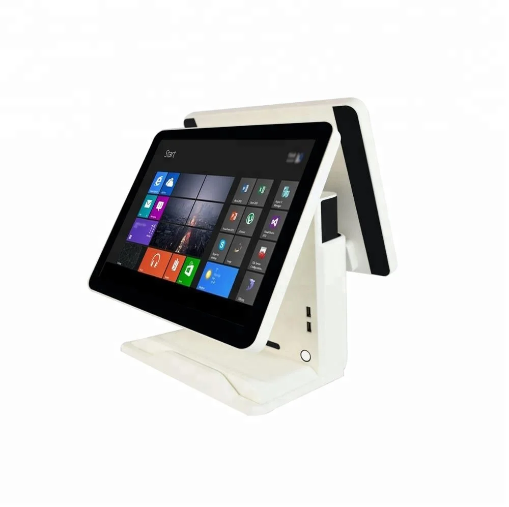 15.6 inch dual screen touch pos system for restaurant retail windows 10 11 pos machine all in one
