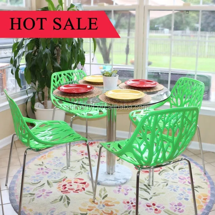 Leisuremod Modern Asbury Dining Chairs With Chromed Legs In Green PP-124C