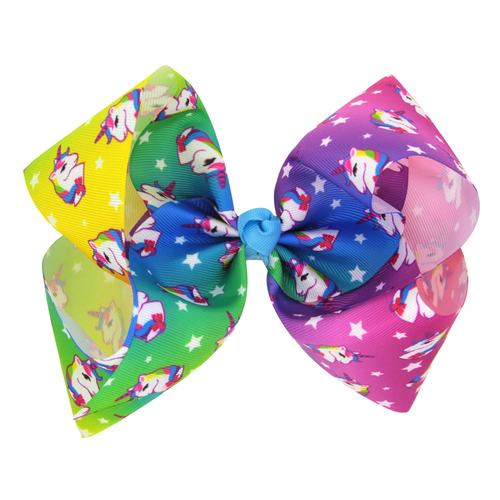 
8 inch Unicorn girl hair bows with clips 