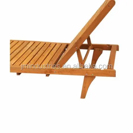 Outdoor Wood Chaise Lounge with Pull-Out Tray