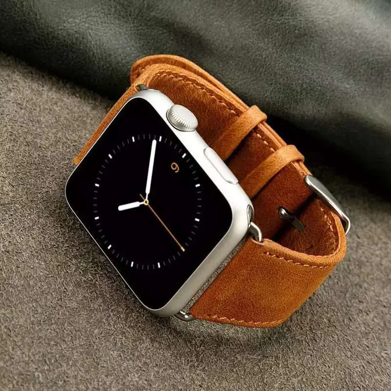Модный кожаный ремешок crazy horse ручной работы для apple watch 38 мм