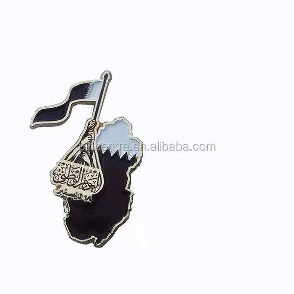 Qatar flag and map magnet metal pin badge with gift box