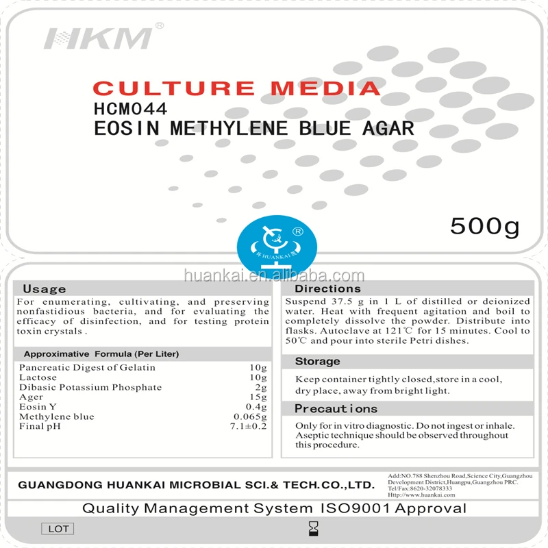 Eosin Methylen Blue Agar (EMB Agar) for differentiation of the Enterobacteriaceae