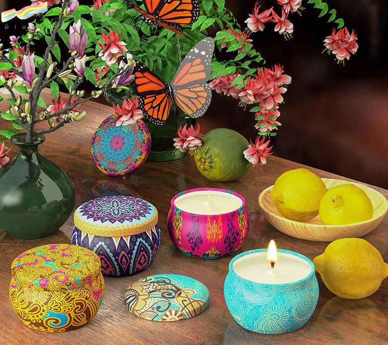 High Quality Smoke Free Natural Soy Wax Luxury Gift Box Scented Candle Set of 4 Help Fall Asleep