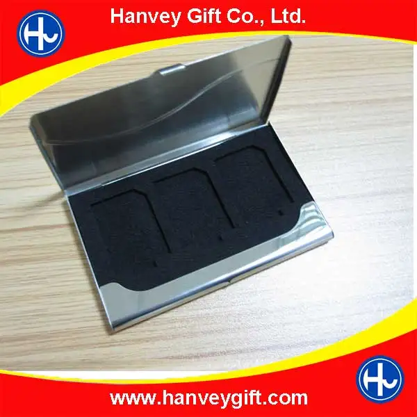 Factory price wholesale business custom metal aluminum micro nano sim SD card holder/cardscase